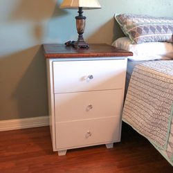 Ramirez Carpentry and More - Nightstand with three drawers and a red oak finished top