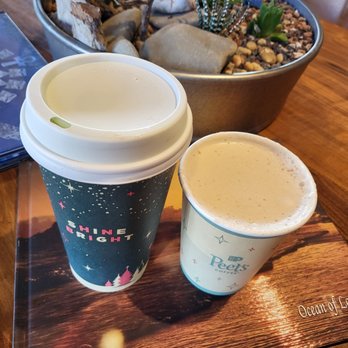 Peet's Coffee - Large matcha latte & small chai tea with almond & oatmilk are smooth & creamy  11/5/22 - Coffee & Tea Near Me - Aptos, California