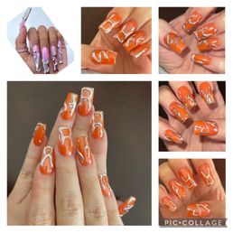 picture with pink is the inspiration I showed the artist. The orange is what I left the salon with. picture with pink is the inspiration I showed the artist. The orange is what I left the salon with.