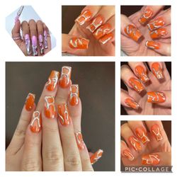 Luxury Nails and Spa - picture with pink is the inspiration I showed the artist. The orange is what I left the salon with.