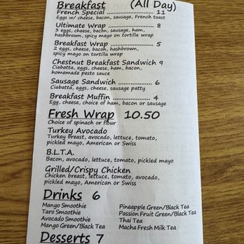 Chestnut Cafe - Menu - Sandwiches Near Me - Kent, Washington