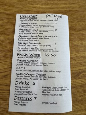 Menu photo 2 Chestnut Cafe Kent, WA
