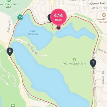 Lake Merced - 4.14 miles if you take the detour bridge across the lake - Parks Near Me