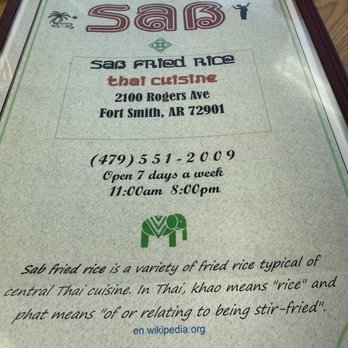Sab Fried Rice - Menu - Thai Near Me - Fort Smith, Arkansas Sab Fried Rice - Menu - Thai Near Me - Fort Smith, Arkansas