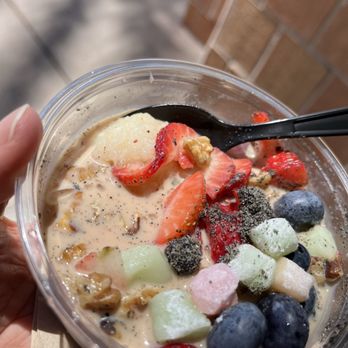Ice rice - Classic rice, strawberries, blueberries, mochi, black sesame powder in - Bubble Tea Near Me - Rancho Cucamonga, California