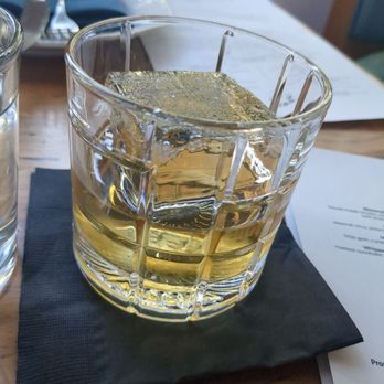 Marina - 4 Roses Bourbon drink. Note: $1 charge for large ice cube! Really? - Italian Near Me - Pasadena, California