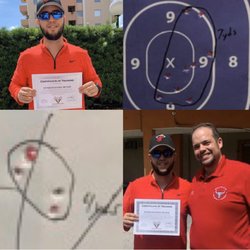 Bull’s Eye Firearms & Training - Star pupil having shot nice grouping at his concealed weapons qualification.