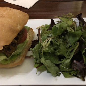 Mellow Minded Cafe - Black Bean Burger with side salas - Juice Bars & Smoothies Near Me - Harrisburg, Pennsylvania Mellow Minded Cafe - Black Bean Burger with side salas - Juice Bars & Smoothies Near Me - Harrisburg, Pennsylvania