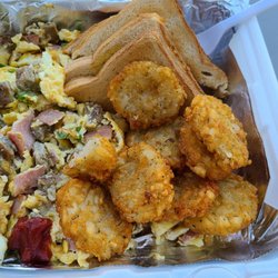 Mess bowl special. Delicious!! Especially the mini potato cakes!