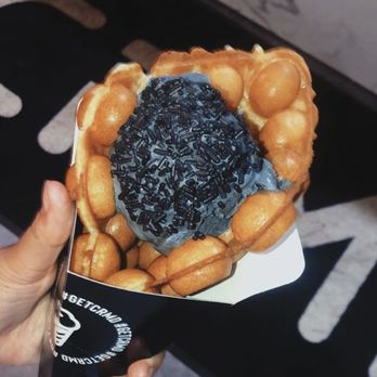 CRMD - black vanilla ice cream with puffle cone and black sprinkles! - Ice Cream & Frozen Yogurt Near Me - Columbus, Ohio