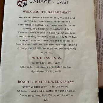 Garage-East - Board and bottle Wednesday - Wine Bars Near Me - Gilbert, Arizona