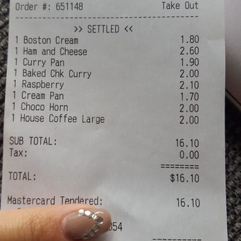 Cream Pan - Receipt/prices for pastries - Bakeries Near Me - Tustin, California