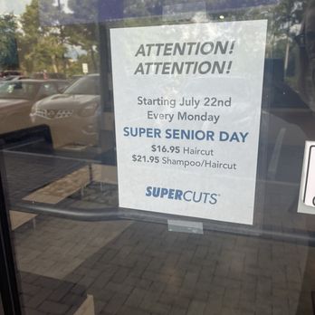 Supercuts - Starting this week - Super Senior Special Day - 55yr and older - Hair Salons Near Me - Saint Petersburg, Florida Supercuts - Starting this week - Super Senior Special Day - 55yr and older - Hair Salons Near Me - Saint Petersburg, Florida