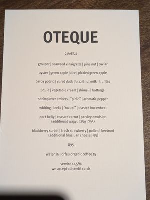 Menu photo 2 Oteque Rio de Janeiro, RJ