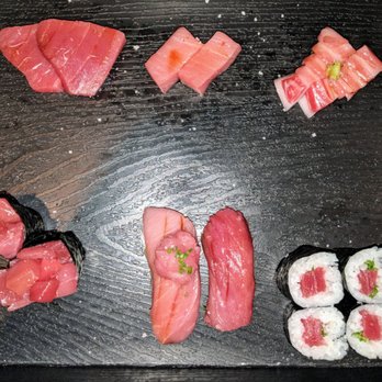 SUSHI-SAN - An incredible array of tuna treats. Look at that otoro in the top right, it's so marbled it looks like pork belly! - Sushi Bars Near Me - Chicago, Illinois SUSHI-SAN - An incredible array of tuna treats. Look at that otoro in the top right, it's so marbled it looks like pork belly! - Sushi Bars Near Me - Chicago, Illinois