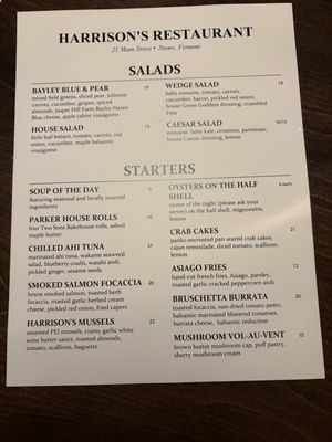 Menu photo 2 Harrison's Restaurant & Bar Stowe, VT