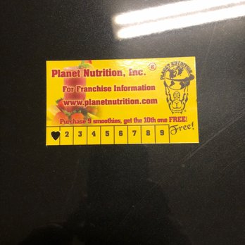 Planet Nutrition - Make sure to get their punch card for the 10th smoothie free - Vitamins & Supplements Near Me - Baton Rouge, Louisiana Planet Nutrition - Make sure to get their punch card for the 10th smoothie free - Vitamins & Supplements Near Me - Baton Rouge, Louisiana