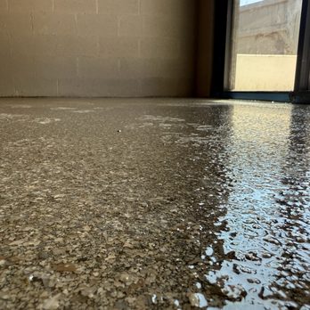 1st Gen Epoxy - Armadillo flake over black base epoxy coating - Flooring Near Me - Stillwater, Oklahoma