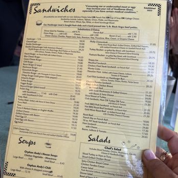 Orphan Andy's - Sandwich Menu - Diners Near Me - San Francisco, California Orphan Andy's - Sandwich Menu - Diners Near Me - San Francisco, California