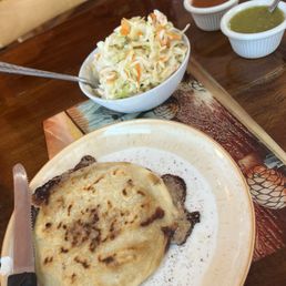 Pupusa, curtido and salsas Pupusa, curtido and salsas