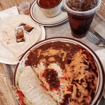 Frontier - Mexican Combination Platter with taco, red chili, beans and rice enchiladas and side of posole. All delicious. - Mexican Near Me - Albuquerque, New Mexico Frontier - Mexican Combination Platter with taco, red chili, beans and rice enchiladas and side of posole. All delicious. - Mexican Near Me - Albuquerque, New Mexico