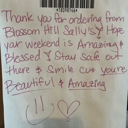 Sally Beauty - This beautiful note was attached to my delivery order and it made my day