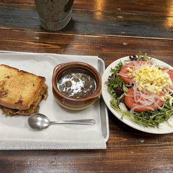 The Bread Company - 1/2 Hot Sandwich (cheesesteak) with 1/2 Soup Combo, with House Salad - Bakeries Near Me - Urbana, Illinois The Bread Company - 1/2 Hot Sandwich (cheesesteak) with 1/2 Soup Combo, with House Salad - Bakeries Near Me - Urbana, Illinois