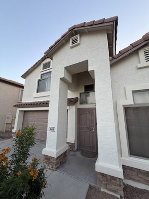 Long Overdue in Laveen - This Laveen exterior came to us chalky, faded, and covered in years of Arizona wear. Bird poop staining the vents and sills, cracking stucco, and a color that had long run its course. ShieldCoat came in with full stucco crack repair, proper prep and prime, and a complete color change that transformed this home from the outside in. Long Overdue in Laveen - This Laveen exterior came to us chalky, faded, and covered in years of Arizona wear. Bird poop staining the vents and sills, cracking stucco, and a color that had long run its course. ShieldCoat came in with full stucco crack repair, proper prep and prime, and a complete color change that transformed this home from the outside in.