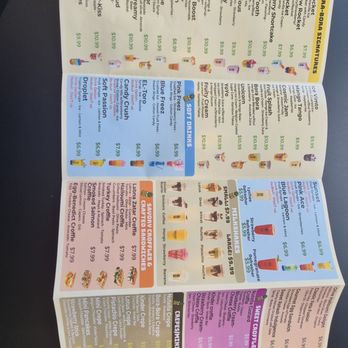 Bora Bora - The menu features a variety of smoothies, bubble teas, desserts, and snacks, with colorful sections and images of the items. - Acai Bowls Near Me - The Bronx, New York