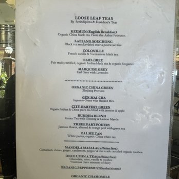 Heirloom Bakery - Tea menu, my fav is the three parts poetry blend. High quality tea. - Bakeries Near Me - South Pasadena, California