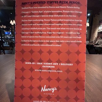 Nancy's Pizza Chicago West Loop - Menu back - Pizza Near Me - Chicago, Illinois Nancy's Pizza Chicago West Loop - Menu back - Pizza Near Me - Chicago, Illinois