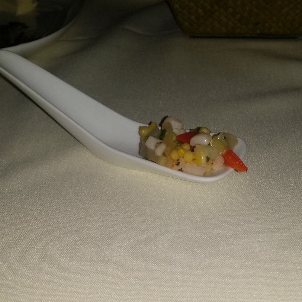 Dawson's - Chef prepared us a spoonful of heaven. . . Corn salsa or something like that... - Steakhouses Near Me - Sacramento, California
