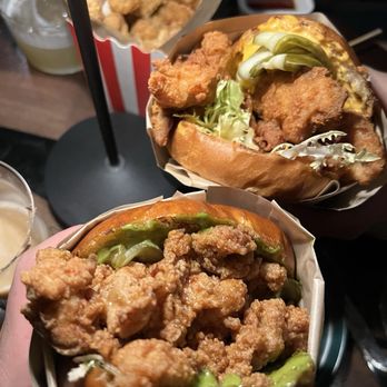 Double Chicken Please - Salted Egg Yolk Chicken Sandwich and Hot Honey Chicken Sandwich - Cocktail Bars Near Me - New York, New York