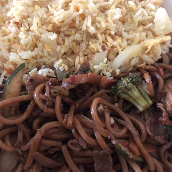 Caesar's Mongolian Bar-B-Q - Half a chicken, noodle, veggie plate and half a fried rice order. Forgot to take the pic before I ate so this is what's left. - Mongolian Near Me - Cerritos, California