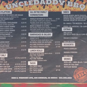 UNCLEDADDY BBQ - Menu 10/23/25 - Barbeque Near Me - Los Angeles, California