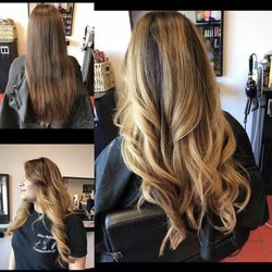T'Somas Hair Salon - The before and after Balayage/Ombré and long layers.