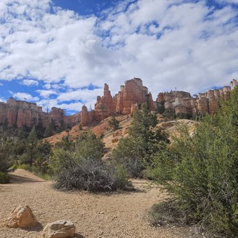 Mossy Cave Trail - View of hoodoos from trail - Hiking Near Me Mossy Cave Trail - View of hoodoos from trail - Hiking Near Me