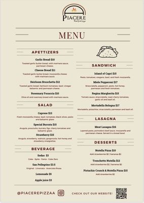 Menu photo 2 Piacere Wood Fired Pizza Orlando, FL Menu photo 2 Piacere Wood Fired Pizza Orlando, FL