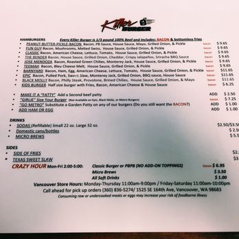 Killer Burger East Vancouver - Burgers Near Me - Vancouver, Washington