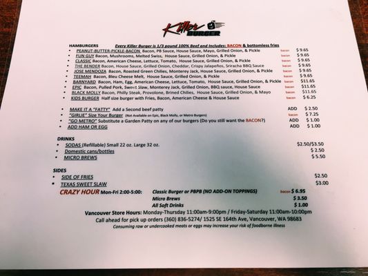 Menu photo 5 Killer Burger East Vancouver Vancouver, WA Menu photo 5 Killer Burger East Vancouver Vancouver, WA
