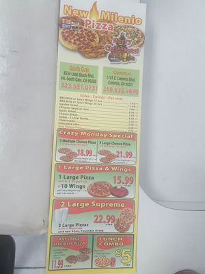 Menu photo 2 New Millenium Pizza Compton, CA