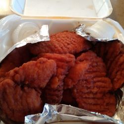Big John's - Amazing chicken fingers dipped in buffalo sauce for a party