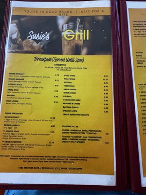 Menu photo 3 Susie's Grill Spring Hill, FL Menu photo 3 Susie's Grill Spring Hill, FL