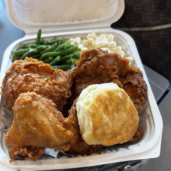 Mike's Chicken - HALF CHICKEN Breast, Wing, Leg, and Thigh served with 2 sides, 1 biscuit, and 1 dipping sauce - Chicken Shop Near Me - Plano, Texas