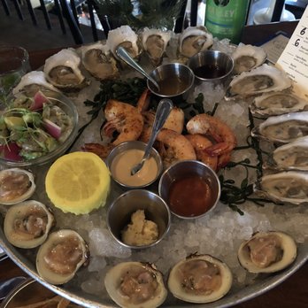 The Ordinary - Shellfish platter with oysters, clams, boiled shrimp, ceviche. - Seafood Near Me - Charleston, South Carolina The Ordinary - Shellfish platter with oysters, clams, boiled shrimp, ceviche. - Seafood Near Me - Charleston, South Carolina