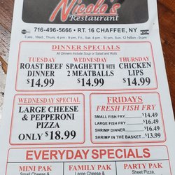 Nicolo's Family Restaurant - Menu view 1