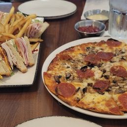 Turkey Club and Downtown Pizza (thin crust) Turkey Club and Downtown Pizza (thin crust)