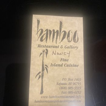 Bamboo Restaurant - Business card - Hawaiian Near Me - Hawi, Hawaii Bamboo Restaurant - Business card - Hawaiian Near Me - Hawi, Hawaii