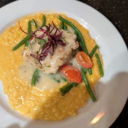 Stuffed founder with saffron risotto