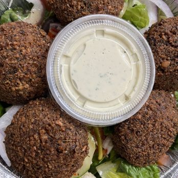 Yasmine's Cafe - Falafel Salad Bowl that dressing is so so good. - Mediterranean Near Me - Albuquerque, New Mexico